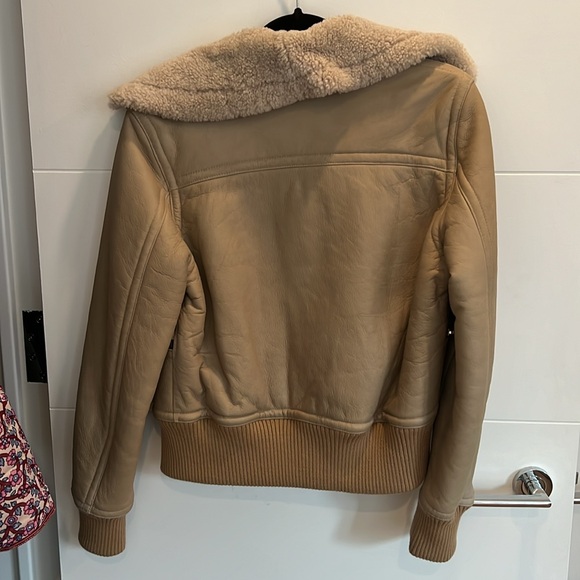 Sandro Paris shearling and leather bomber jacket - size 3 - Picture 2 of 5